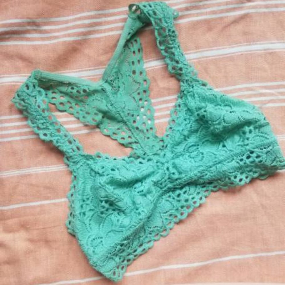 AERIE Soft Lace Bralette - Aqua/Teal/Blue - Size XS